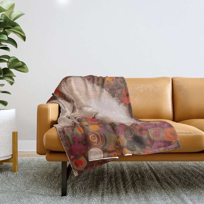 White Klimt Dog with Curly Hair Throw Blanket Gallery Image 1