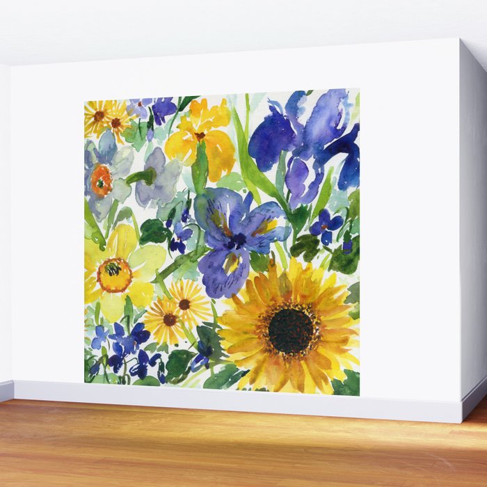 daffodil, iris and sunflower Wall Mural Gallery Image 2