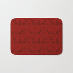 Red Reindeer Fair Isle Print, Red Holiday, Christmas Cheer, Red Christmas Sweater Bath Mat Gallery Image 1