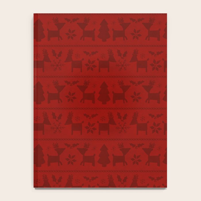 Red Reindeer Fair Isle Print, Red Holiday, Christmas Cheer, Red Christmas Sweater Notebook Gallery Image 4