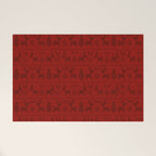 Red Reindeer Fair Isle Print, Red Holiday, Christmas Cheer, Red Christmas Sweater Welcome Mat Gallery Image 1