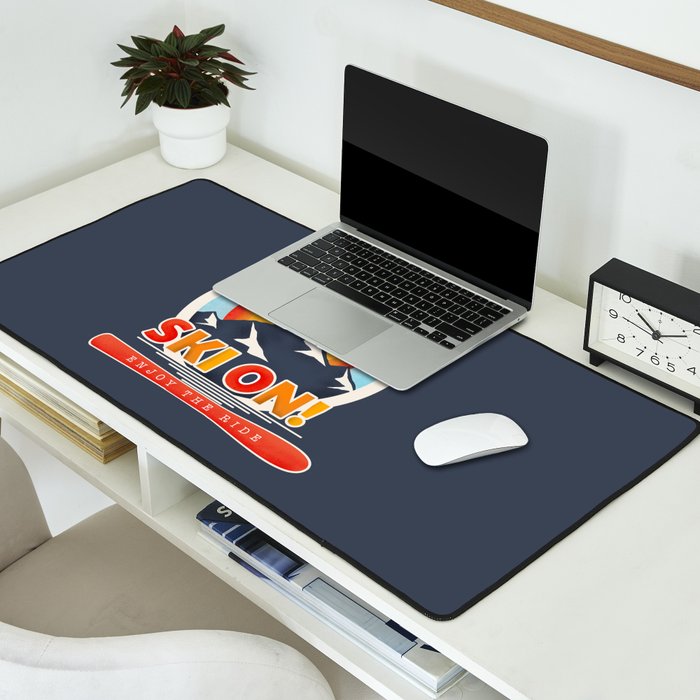 SKI ON! retro badge Desk Mat Gallery Image 2
