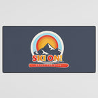 SKI ON! retro badge Desk Mat Gallery Image 3