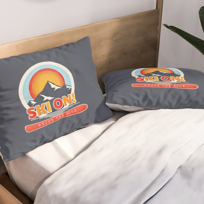 SKI ON! retro badge Pillow Sham Gallery Image 2