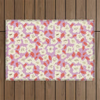 Bold flowers in my garden on chaly pink Outdoor Rug Gallery Image 1