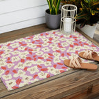 Bold flowers in my garden on chaly pink Outdoor Rug Gallery Image 2