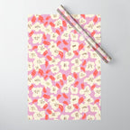 Bold flowers in my garden on chaly pink Wrapping Paper Gallery Image 1