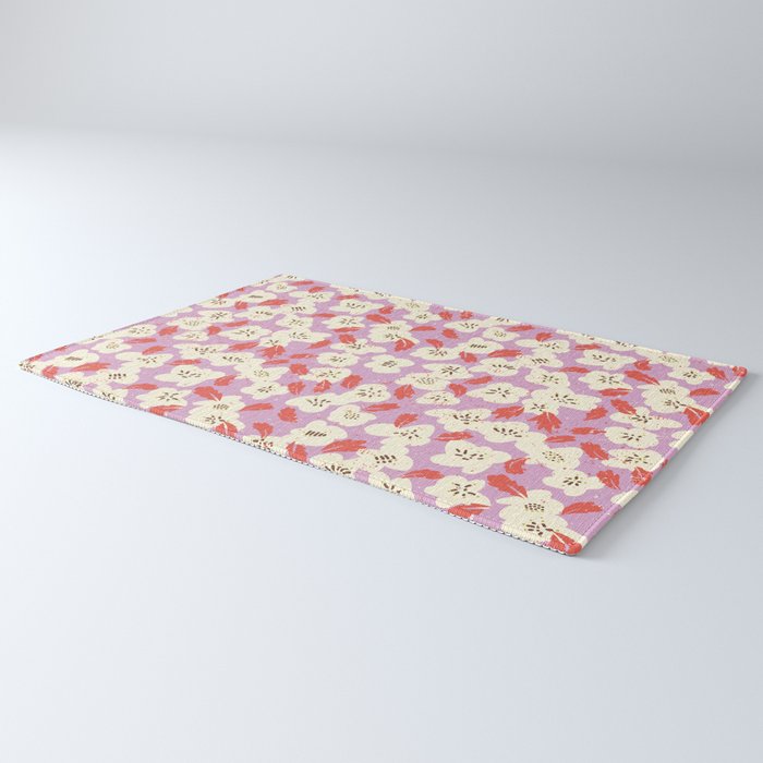 Bold flowers in my garden on chaly pink Rug Gallery Image 3