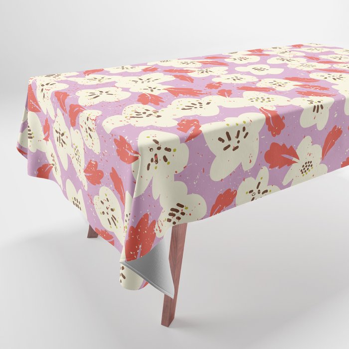 Bold flowers in my garden on chaly pink Tablecloth Gallery Image 1