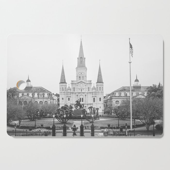 Jackson Square New Orleans Black and White Photography Cutting Board Gallery Image 1