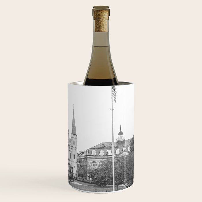 Jackson Square New Orleans Black and White Photography Wine Chiller Gallery Image 3