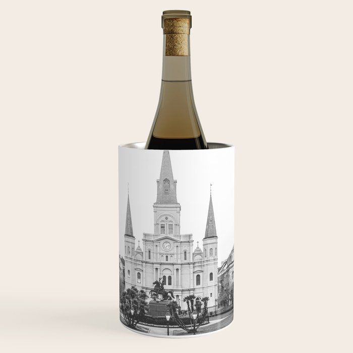 Jackson Square New Orleans Black and White Photography Wine Chiller Gallery Image 1
