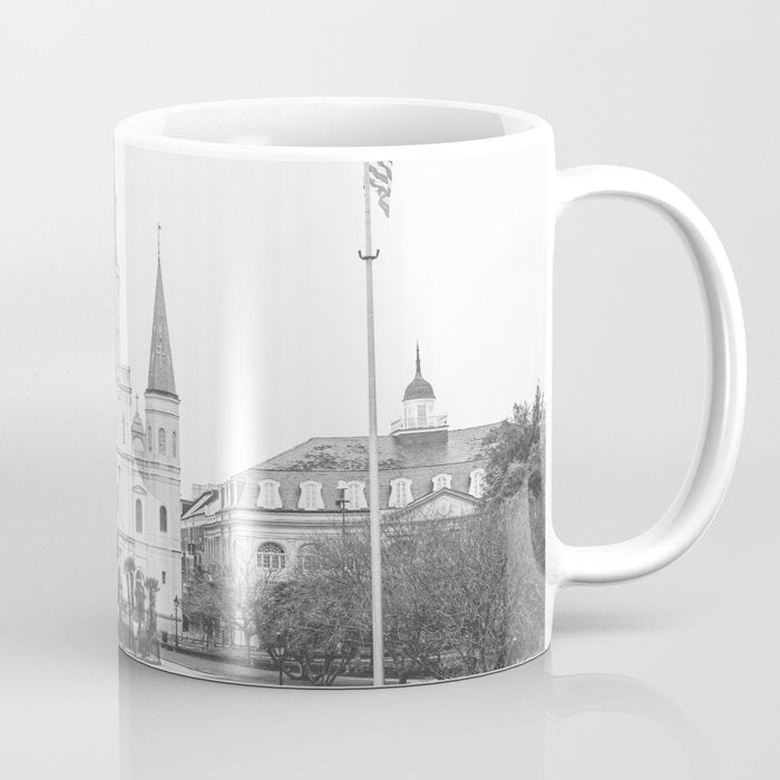 Jackson Square New Orleans Black and White Photography Coffee Mug Gallery Image 1