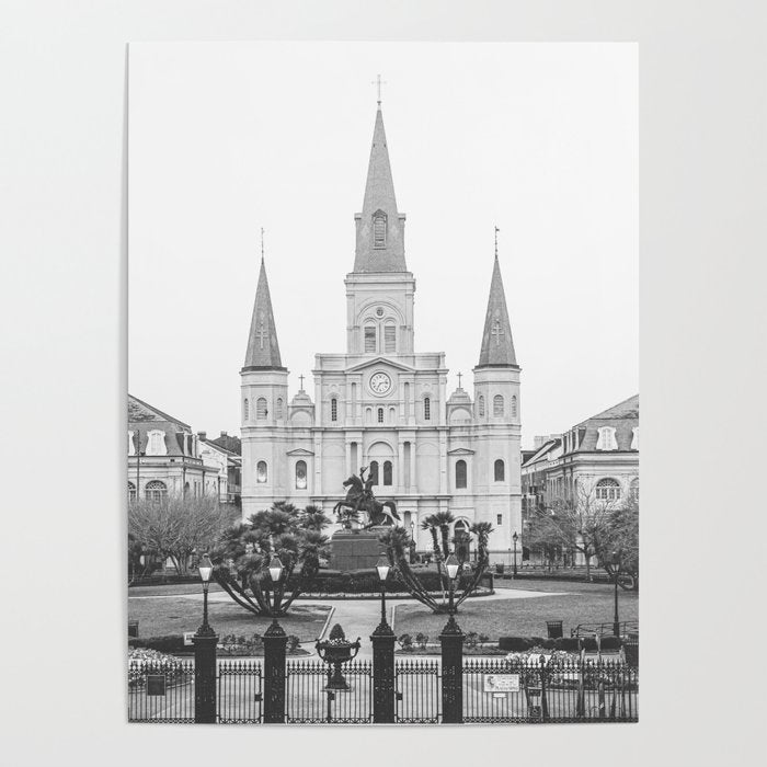 Jackson Square New Orleans Black and White Photography Poster Gallery Image 4