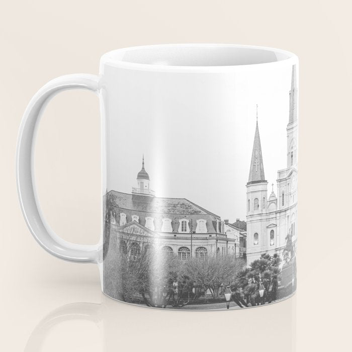 Jackson Square New Orleans Black and White Photography Coffee Mug Gallery Image 3