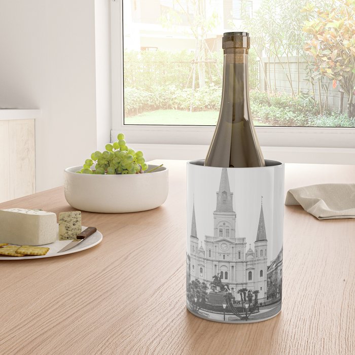 Jackson Square New Orleans Black and White Photography Wine Chiller Gallery Image 4