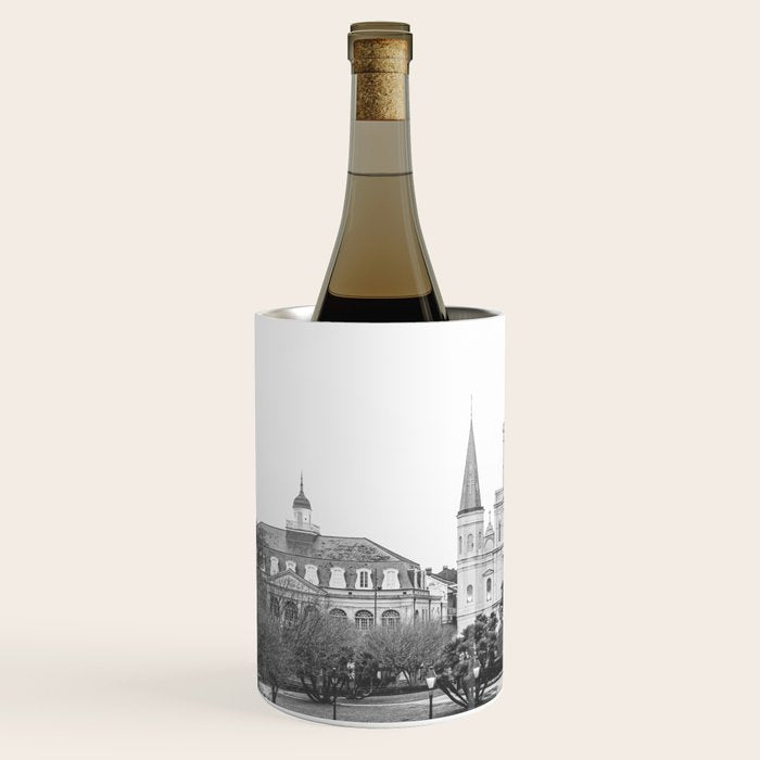 Jackson Square New Orleans Black and White Photography Wine Chiller Gallery Image 2