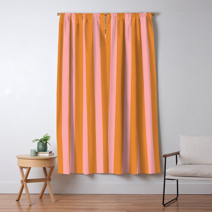 Simple Stripes Pattern - Pink Orange Window Curtain Gallery Image 1