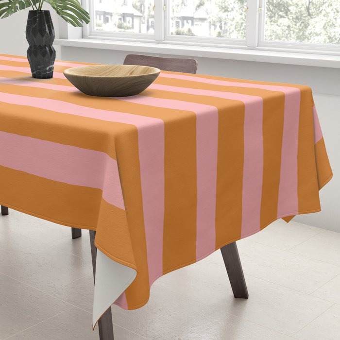Simple Stripes Pattern - Pink Orange Tablecloth Gallery Image 3