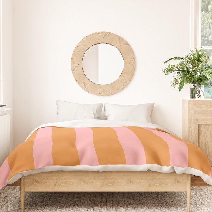 Simple Stripes Pattern - Pink Orange Duvet Cover Gallery Image 3