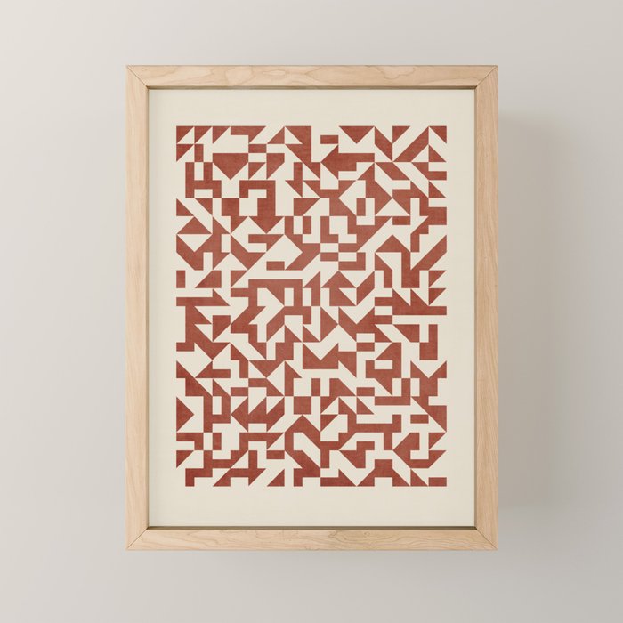 Geometric Abstract Terracotta Modern Original Artwork Mini Art Print Gallery Image 1