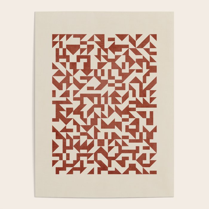 Geometric Abstract Terracotta Modern Original Artwork Poster Gallery Image 1