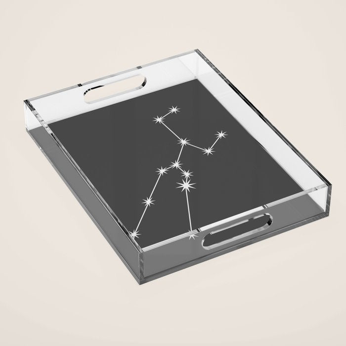 Taurus Zodiac Star Constellation Line Art Grey Acrylic Tray Gallery Image 1