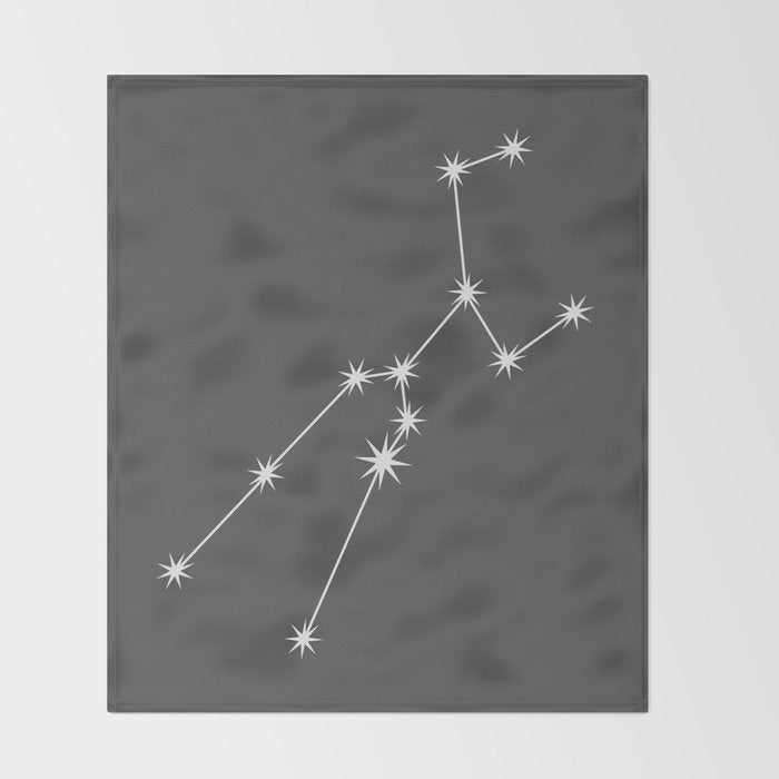 Taurus Zodiac Star Constellation Line Art Grey Throw Blanket Gallery Image 2