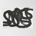 Swirl Black & White Minimalist Abstract Mid century Ink Art Dark Brush Strokes Rug Gallery Image 2