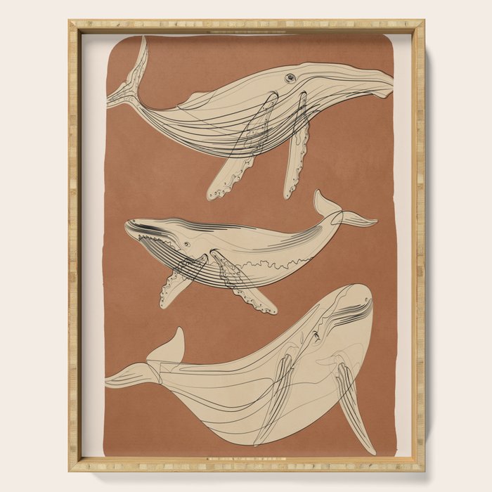 Modern Minimalist Abstract Whales 2 Serving Tray Gallery Image 1