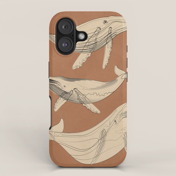 Modern Minimalist Abstract Whales 2 iPhone Case Gallery Image 1