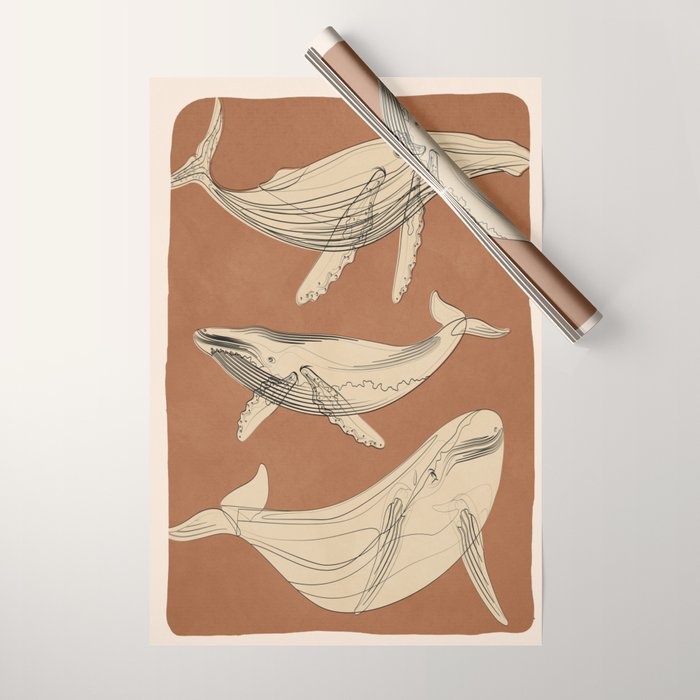 Modern Minimalist Abstract Whales 2 Wrapping Paper Gallery Image 1