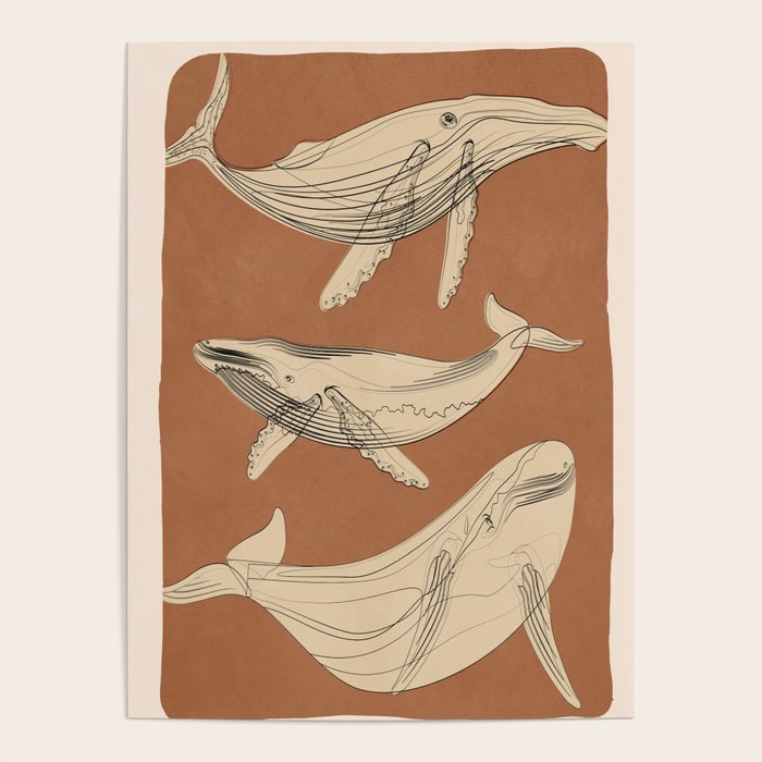 Modern Minimalist Abstract Whales 2 Poster Gallery Image 1