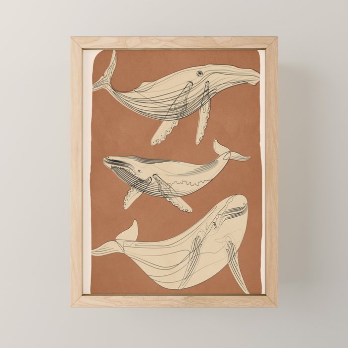 Modern Minimalist Abstract Whales 2 Mini Art Print Gallery Image 1