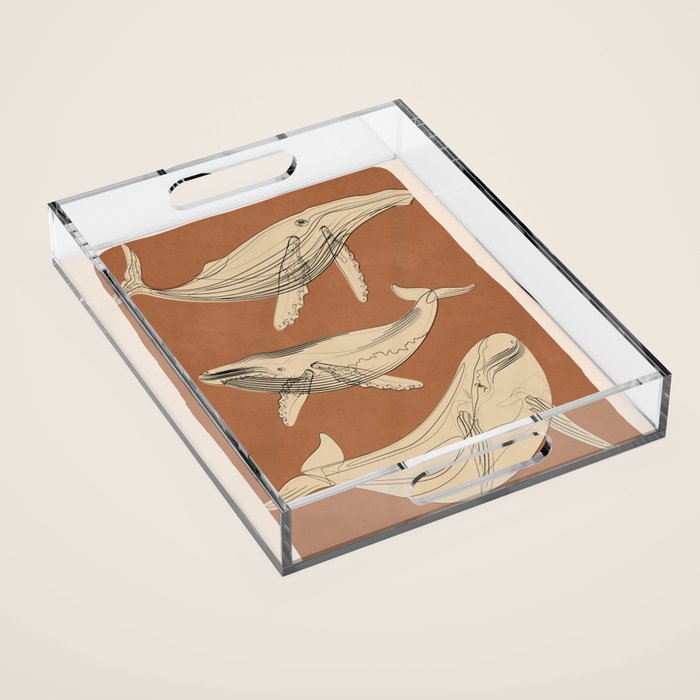 Modern Minimalist Abstract Whales 2 Acrylic Tray Gallery Image 1