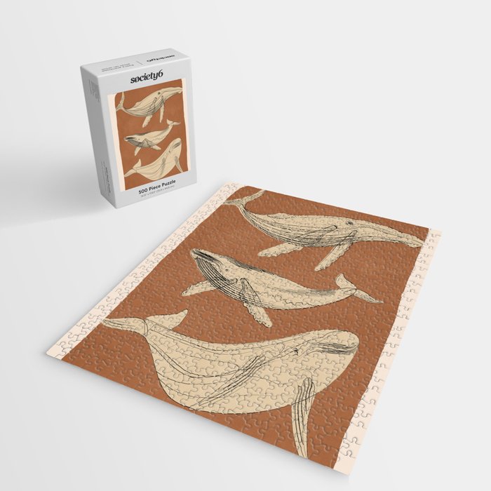 Modern Minimalist Abstract Whales 2 Jigsaw Puzzle Gallery Image 2