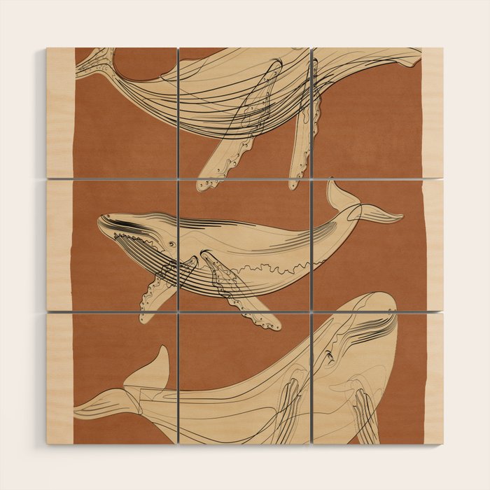 Modern Minimalist Abstract Whales 2 Wood Wall Art Gallery Image 1