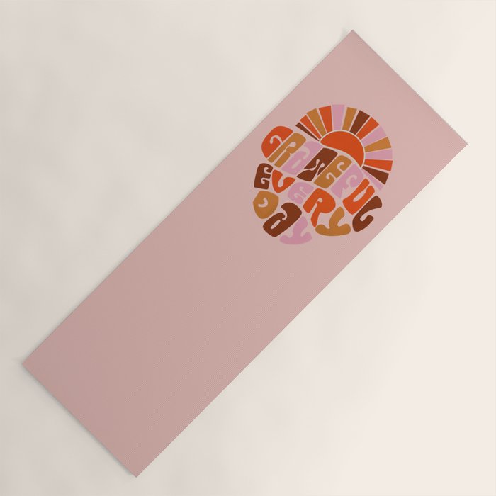 Grateful Everyday - 70s Hippie Style  Yoga Mat Gallery Image 1