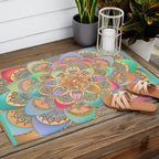 Bohemian Festival Lotus Mandala Outdoor Rug Gallery Image 2