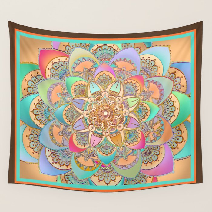 Bohemian Festival Lotus Mandala Wall Tapestry Gallery Image 1