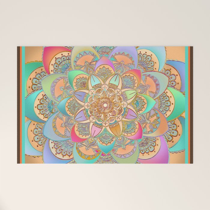 Bohemian Festival Lotus Mandala Welcome Mat