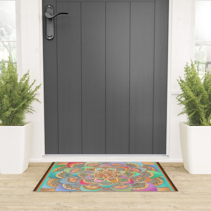 Bohemian Festival Lotus Mandala Welcome Mat Gallery Image 3