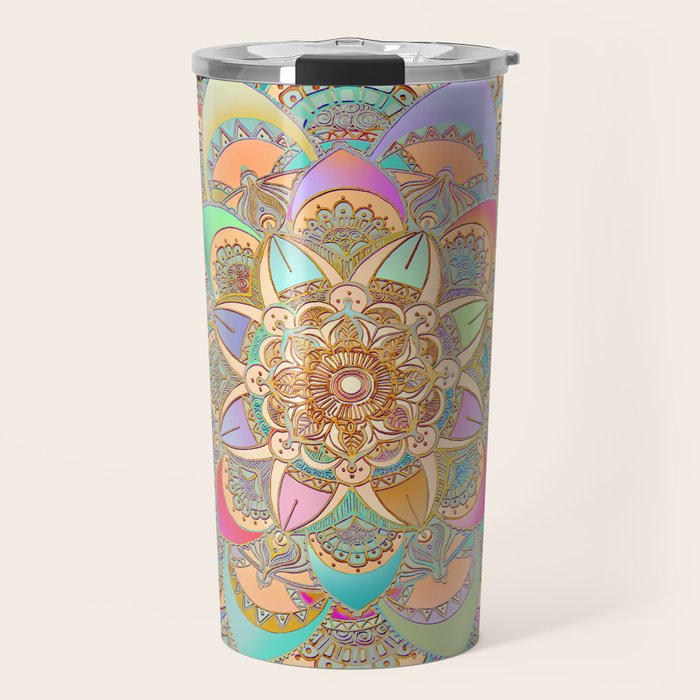 Bohemian Festival Lotus Mandala Travel Mug Gallery Image 1