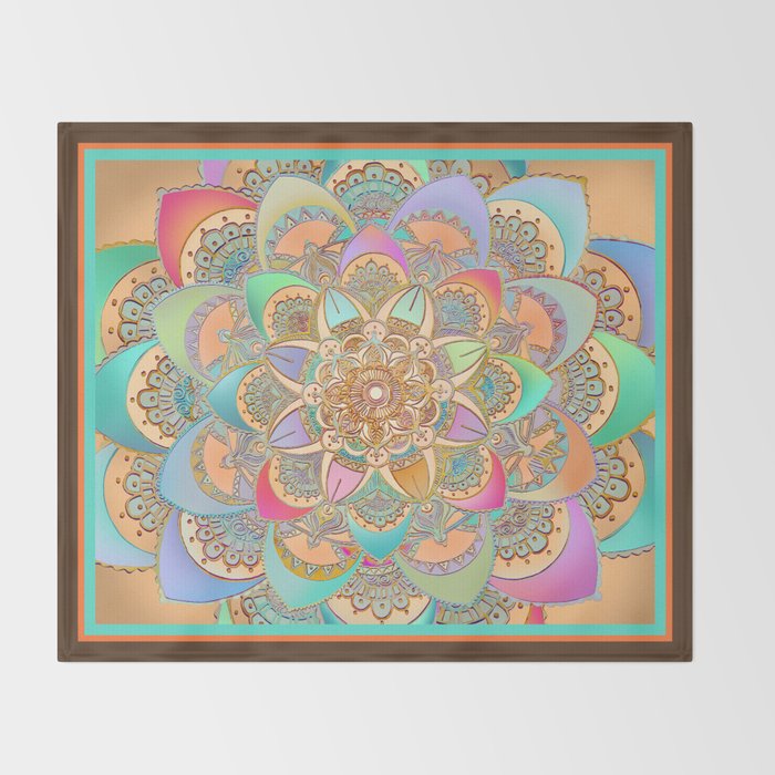 Bohemian Festival Lotus Mandala Throw Blanket Gallery Image 2
