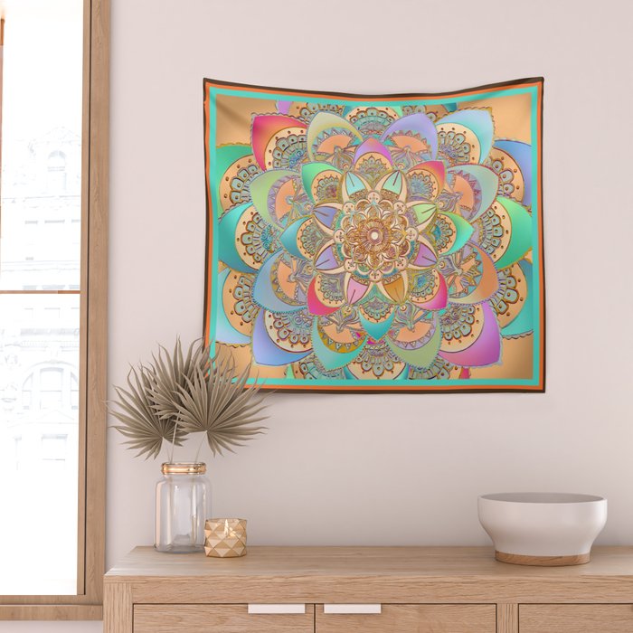 Bohemian Festival Lotus Mandala Wall Tapestry Gallery Image 2