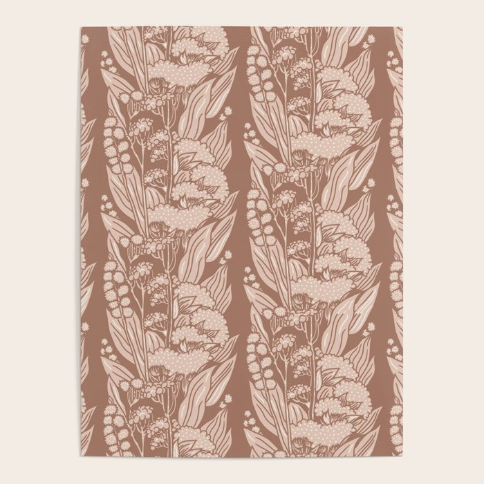 MOCHA FLORAL STRIPE  Inspired by PANTONE 17 1230 Mocha Mousse Poster Gallery Image 4