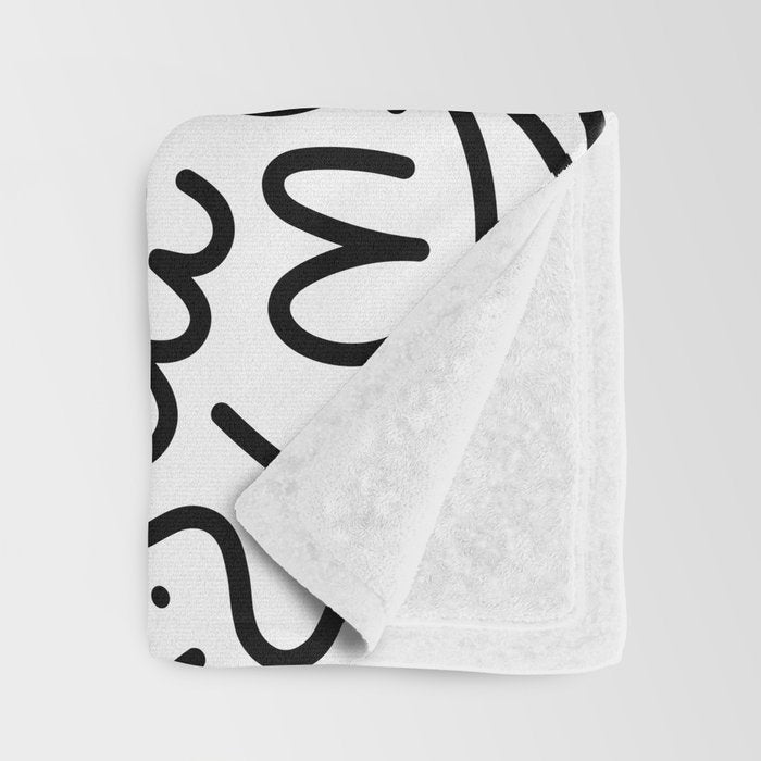 Fun black line doodle art pattern Throw Blanket Gallery Image 3