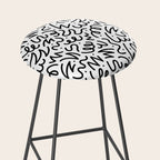 Fun black line doodle art pattern Stool Gallery Image 2