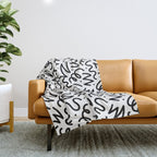 Fun black line doodle art pattern Throw Blanket Gallery Image 1