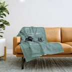 Mid Century Cats and Clocks -Spearmint Custom©studioxtine Throw Blanket Gallery Image 1